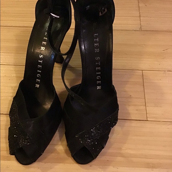 Walter Steiger black heels with sequin - Picture 1 of 2